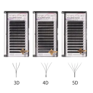 YY 3D 4D 5D W Shape Volume Eyelash Extension Individual Eyelash W Weave Clover Lash Private Label Lash Extension Tray