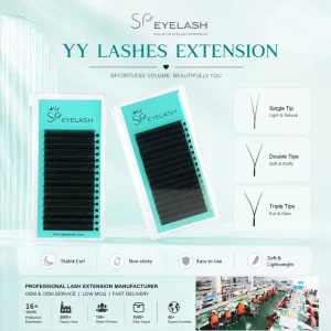YY Lash Extensions Double Tips Y Shape 2DYY 3DYY 0.07mm Matte Black Soft Volume Fans Eyelash Extension