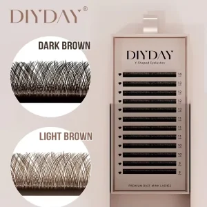 YY Shaped Brown Eyelash Extensions Light Comfortable Everyday Natural Look