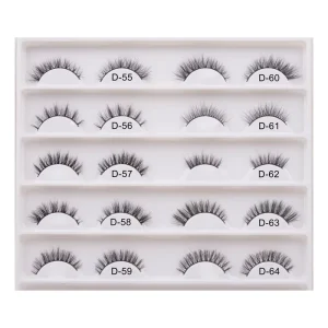 Yalee Natural High Quality 3d Full Strip Mink Eyelashes 8MM 25MM Length Black Cotton Band Cruelty Free Reusable 0.10mm