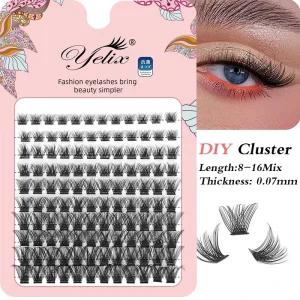 Yelix Cluster Lashes 0.07 10 13mm 6D 7D 8D Individual Segmented DIY Lash Extensions Premade Volume Kit Fluffy False Eyelash