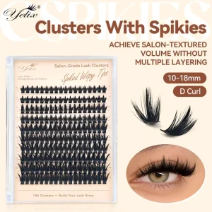 Yelix DIY Cluster Lashes 180 Clusters 10-18mm D Curl 20D to 200D Volume Private Label Diy Segment Lashes