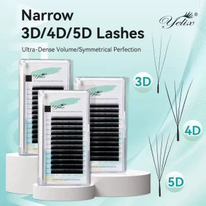 Yelix W Narrow 3D 4D Eye Lashes Extensions 6mm L LU L+ Fans Milk 0.07 0.10 Eyelashes w Mink Lash Trays Premade Volume Fans