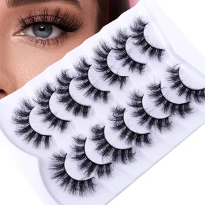 Yiernuo Factory Price Soft 3D Silk Fiber Eyelashes Full Strip Faux Mink 3D Eyelashes Wispy Synthetic Eye Lashes