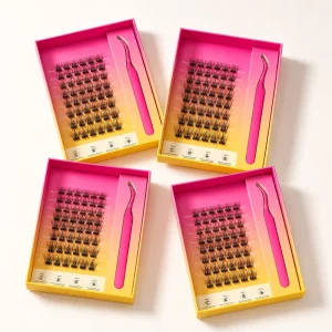 Yiernuo Handmade Self Adhesive Synthetic Hair Cluster Lashes Press No Glue Needed Segmented Eyelashes Reusable DIY Individual