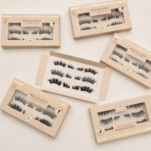 Yiernuo New Plant Fiber Eyelashes Extensions No Glue Need Pre Glued Customized Strip Fluffy Lashes Press on Half Lash
