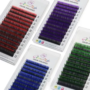 Your Brand Custom Gradient Red Green Blue Purple Color Natural Soft Handmade Individual Synthetic Eyelash Extension