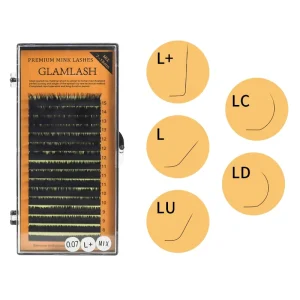 Your Brand L+ LU L LC LD Curl Mix Length Thick Lash Trays Korean Synthetic Fiber L Shaped Handmade Eyelash Extensions