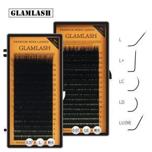 Your Brand L+ LU L LC LD Curl Mix Length Thick Natural Black Handmade Top Grade 16Lines Tray Korean Synthetic Eyelash Extensions