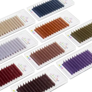 Your Brand Multi-Color Synthetic Fiber Lash Extension Trays Handmade Soft Morandi Colored Eyelashes of Custom Length