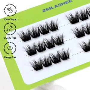 ZM Custom Logo 7 15 Days Waterproof Pre Glued Cluster Lashes Lower Korean Vegan Fluffy Press on Thick Lower Lashes