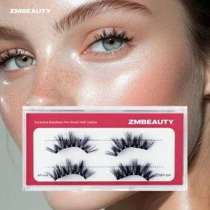 ZM Factory Price Handmade Half Lashes Gluefree Eco Friendly Korean Vegan Press on Eyelash Self-Adhesive Full Strip Lashes