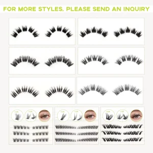 ZM Glue Free False Clusters Eyelashes Natural Self Adhesive Lashes Extensions No Glue Needed Pre Glued Lashes Easy to Apply