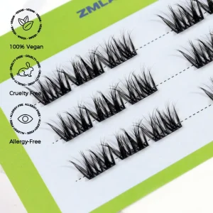 ZM LASHEE Private Label 100% Hand Made Pre Glued Cluster Lashes Waterproof 7-15 Days Vegan Cruelty Free Press on Lashes No Glue
