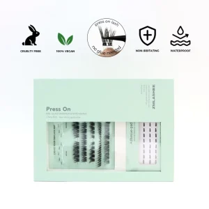 ZM No Glue Self Adhesive Natural Cluster False Eyelashes Pre Glued Press on Cluster Self Adhesive Black Brown Lashes