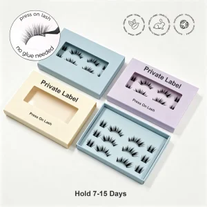 ZM Pre-Glued Half Lashes Waterproof Fluffy Press on Lash Custom Sizes Curls Private Label Cardboard Box