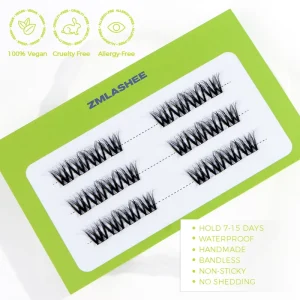 ZM Private Label Waterproof Press on Lashes No Glue 7-15 Days Fluffy Korean Vegan Pre-glue Lashes Peptides