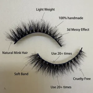 Zero Cruelty Handmade Real Mink Eyelashes Messy Soft Medium Short Lashes Reusable Custom Packaging