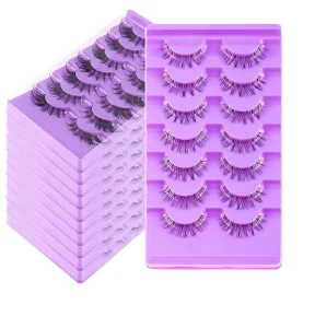 c Curl Strip Eyelashes Pointed Premade Fans Wispy Lash Extensions 0.07 Natural Fur Eyelashes