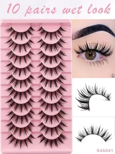 cat Eye Strip 3d Faux Mink Lashes Synthetic Hair Eyelash Wet 10 Pairs Full Strip Eyelashes Extensions