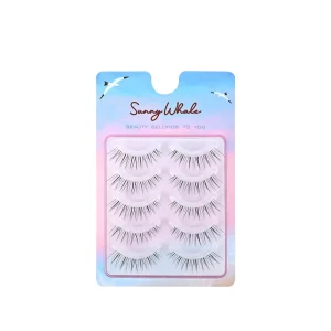 clear Band Mink Eyelashes 5 Pairs Pack Natural Wispy Style Transparent Band Eyelashes with Custom Label