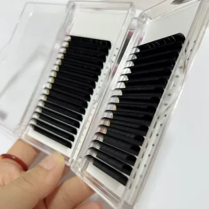 定制标志 手工合成深黑色睫毛托盘 易扇 超大卷 羊绒天鹅绒睫毛延伸 蓬松睫毛