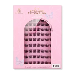 in Stock Self Adhesive Lash Clusters Cat Eye 10 Rows Custom Card Fluffy Faux Mink DIY Eyelash Extensions Glue Free OEM