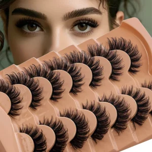 lanted Wing 7 Pairs Strip Lashes Curly Fox Eye Extended Outer Corner Black Stem Stage Cat Eye False Eyelashes