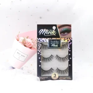 own brand 3pairs lash Private Label full strip fluffy vegan Synthetic Fiber Eyelashes 3d 15mm 18mm Lashes